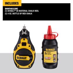 DeWalt Red Bi-Material Chalk Line Reel Kit Bold Braided Line