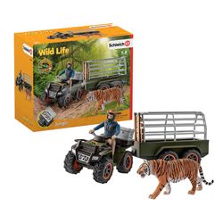 Schleich Wild Life Quad Bike w/Trailer & Ranger Toy Multicolored