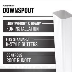 Amerimax 2 in. H X 3 in. W X 10 ft. L White Vinyl Rectangular Downspout