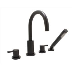 Huntington Brass Euro Roman 2-Handle Matte Black Deck Mount Tub Faucet
