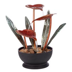 Alpine Plastic Copper Tropical Floral Table Top Fountain