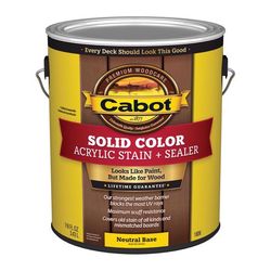 Cabot Solid Color Acrylic Stain & Sealer Solid Tintable Neutral Base Water-Based Acrylic Deck Stain