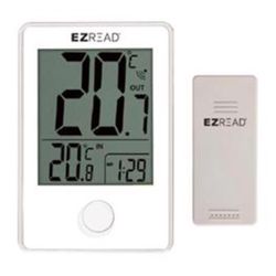 EZRead Digital Clock/Thermometer Polyresin White
