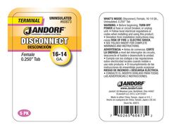 Jandorf 16-14 Ga. Uninsulated Wire Female Disconnect Silver 5 pk
