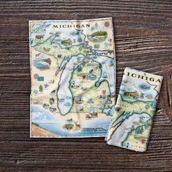 Xplorer Maps Multicolored Cotton Michigan Dish Towel