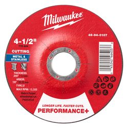 Milwaukee 4-1/2 in. D X 7/8 in. X .045 in. thick Metal Cut-Off Wheel 1 pc