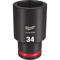 Milwaukee Shockwave 34 mm X 1/2 in. drive Metric/SAE 6 Point Deep Impact Socket 1 pc