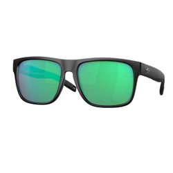 Costa Spearo XL Sunglasses Men's Matte Black Frame Green Mirror 580G Lens Polarized