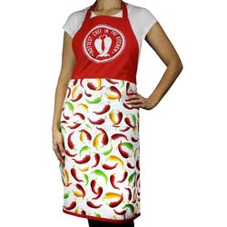 Mu Kitchen 2 pocket Multi-Colored Cotton Chili Peppers Bibb Apron