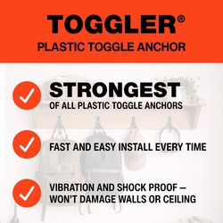 Toggler 7/8 in. D X 1-7/8 in. L Plastic Flat Head Drywall Anchors 5 pc