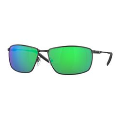 Costa Turret Sunglasses Unisex Matte Black Frame Green Mirror 580P Lens Polarized