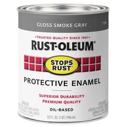 Rust-Oleum Stops Rust Gloss Smoke Gray Oil-Based Protective Paint Exterior and Interior 1 qt