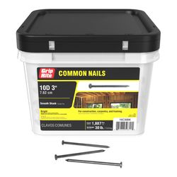 Grip-Rite 10D 3 in. Common Bright Steel Nail Flat Head 30 lb