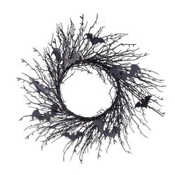 Celebrations Purple 35 ct 20 in. LED Prelit Black Twig Wreath