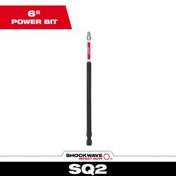 Milwaukee Shockwave Square #2 X 6 in. L Screwdriver Bit Steel 1 pc