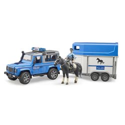Bruder Land Rover Police Vehicle with Horse Trailer Toy Multicolored