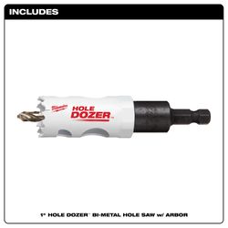Milwaukee Hole Dozer 1 in. Bi-Metal 2.7 in. L X 3/8 in. D Hole Saw with Arbor and Pilot Bit Arbor In