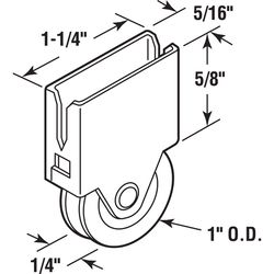 Prime-Line 1 in. D X 1/4 in. L Wrought Iron Nylon/Steel Roller Assembly 2 pk