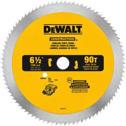 DEWALT 6-1/2 in. D X 5/8 in. Construction Steel Circular Saw Blade 90 teeth 1 pk