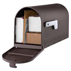 Architectural Mailboxes MB1 Modern Galvanized Steel Post Mount Rubbed Bronze Mailbox
