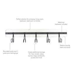 Spectrum 4 in. H X 18 in. L White Wash/ Industrial Gray Steel/Wood Wall Mount Hook Rack