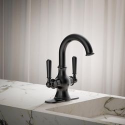 Kohler Facile Matte Black Traditional Single-Hole Bathroom Sink Faucet 4 in.