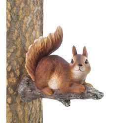 Summerfield Terrace Brown Polyresin 5.75 in. H X 7.6 in. L X 2.75 in. W Lazy Squirrel in Tree Wall H
