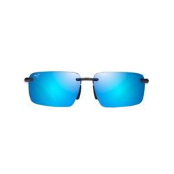 Maui Jim Laulima Sunglasses Unisex Shiny Trans Dark Gray Frame Blue Hawaii Lens Polarized
