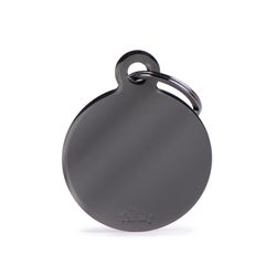 MyFamily Basic Black Chrome Circle Aluminum Cat/Dog Pet Tags Large