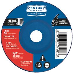 Century Drill & Tool 4 in. D X 5/8 in. X 1/4 in. thick Metal Grinding Wheel 1 pc