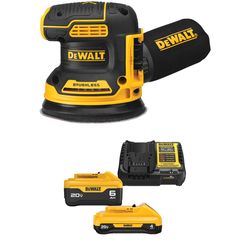 DEWALT 20V MAX* XR 5 in Random Orbital Sander with 20V MAX* 4 Ah and 6 Ah Battery & Charger Kit