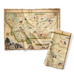 Xplorer Maps Multicolored Cotton Montana Dish Towel