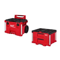 Milwaukee PACKOUT Rolling Tool Box and 2-Drawer Tool Box Bundle
