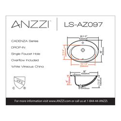 Anzzi Cadenza Ceramic Bathroom Sink 18 in. W X 20.5 in. D White