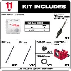 Milwaukee Hole Dozer Bi-Metal 4.8 in. L X 3/8 in. D Door Lock Installation Kit Arbor Included