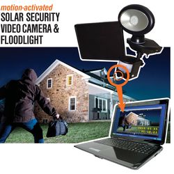 Maxsa Motion-Sensing Solar Powered LED Black Security Light with Video Camera