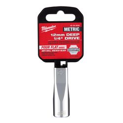 Milwaukee 12 mm S X 1/4 in. drive S Metric 6 Point Deep Socket 1 pc