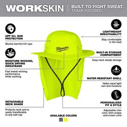 Milwaukee Tool Workskin Hat With Neck Shade Yellow L/XL