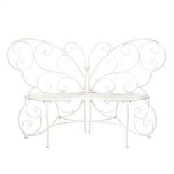 Summerfield Terrace White Steel Butterfly Bench 38.75 in. H X 60.5 in. L X 24.25 in. D
