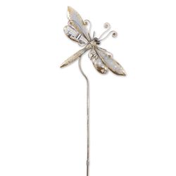 Zingz & Thingz Silver Iron 39.25 in. H X 8.25 in. L X 1.75 in. W Dragonfly Outdoor Garden Stake
