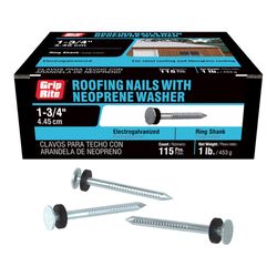 Grip-Rite 1-3/4 in. Roofing Electro-Galvanized Steel Nail Flat Head 1 lb