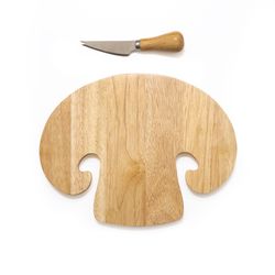 Kikkerland 9 in. L X 11 in. W X 1 in. Steel/Wood Mushroom Cutting Board Set