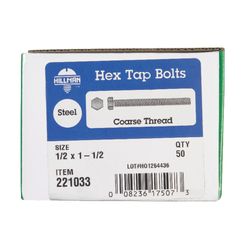 HILLMAN 1/2 in. D X 1-1/2 in. L Zinc Plated Steel Hex Tap Bolt 50 pk