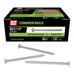Grip-Rite 8D 2-1/2 in. Common Hot-Dipped Galvanized Steel Nail Flat Head 1 lb