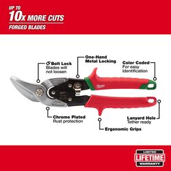 Milwaukee 10 in. Forged Alloy Steel Left Serrated Offset Aviation Snips 22 Ga. 1 pk