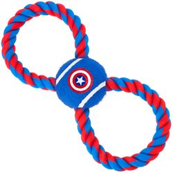 Buckle-Down Marvel Comics For Dog Multicolored Nylon Captain America Shield Tennis Ball Tug Toys 1 p
