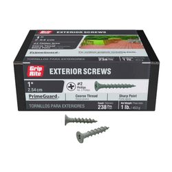 Grip-Rite No. 6 wire X 1 in. L Phillips Flat Head Coarse Exterior Screws