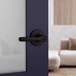 Kwikset Henley Smartkey Security Contemporary Matte Black Keyed Entry Lever KW1 1-3/4 in.