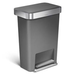 Simplehuman 45 L Gray Plastic Step Pedal Wastebasket