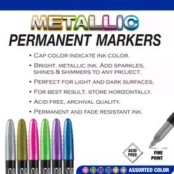 Bazic Products Assorted Fine Tip Metallic Marker 6 pk